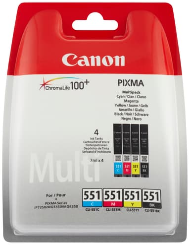 Canon CLI-551CMYK mustekasetti (4 värin monipakkaus)