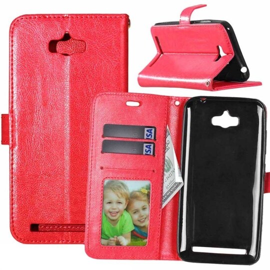 Lompakkokotelo 3-kortti Asus Zenfone Max (ZC550KL)  - punainen