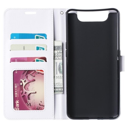 Lompakkokotelo 3-kortti Samsung Galaxy A80 (SM-A805F)  - valkoinen