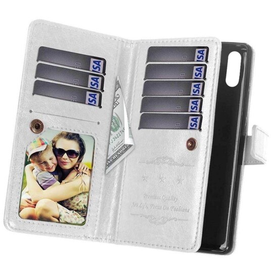 Lompakkotelo Flexi 9-kortti Motorola One Vision (XT1970)  - valkoinen