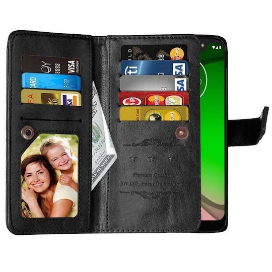 Lompakkotelo Flexi 9-kortti Motorola Moto G7 Power (XT1955)  - musta
