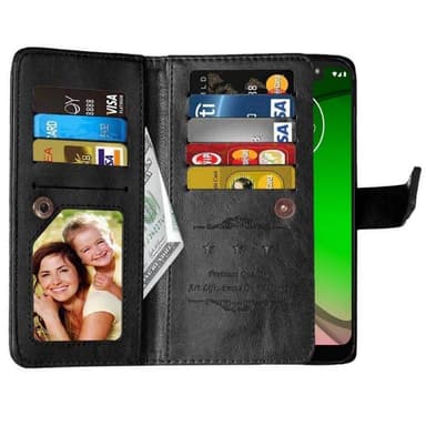 Lompakkotelo Flexi 9-kortti Motorola Moto G7 Power (XT1955)  - musta