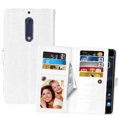 Lompakkotelo Flexi 9-kortti Nokia 5 (TA-1053)  - valkoinen