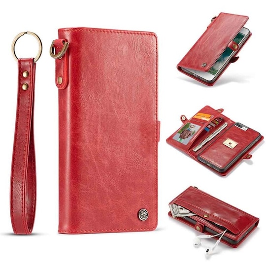 Lompakkokotelo CaseMe 2i1 6-kortti Apple iPhone 7+ / 8+  - punainen
