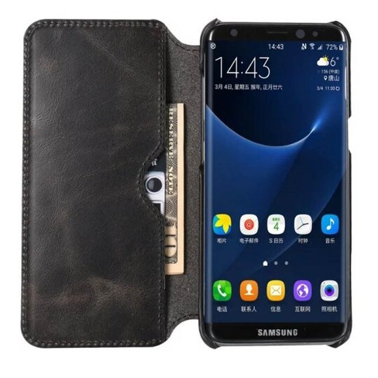 Lompakkokotelo slim nahka Samsung Galaxy S8 (SM-G950F)  - musta