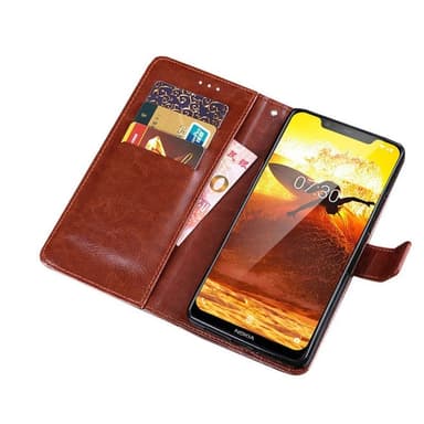 Lompakkokotelo 3-kortti Nokia 8.1 2018 (TA-1128)  - ruskea