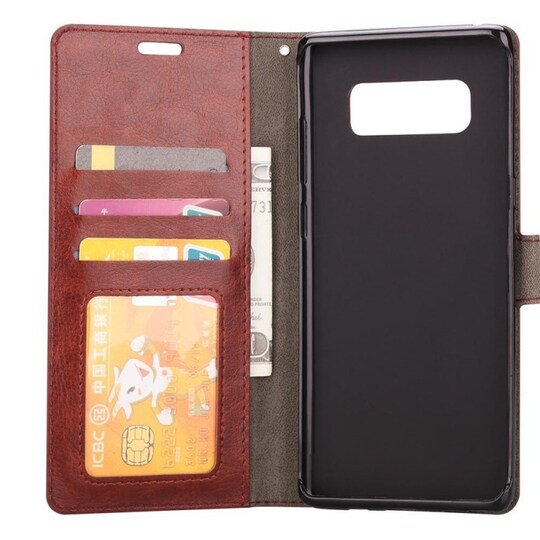 Lompakkokotelo 3-kortti Samsung Galaxy Note 8 (SM-N950F)  - ruskea