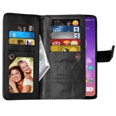 Lompakkotelo Flexi 9-kortti Motorola One Vision (XT1970)  - musta