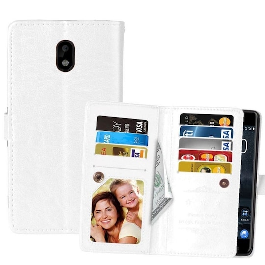 Lompakkotelo Flexi 9-kortti Nokia 3 (TA-1032)  - valkoinen