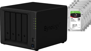 Synology DiskStation DS918+ 4-Bay NAS järjestelmä, 4 x 4 TB kovalevyä