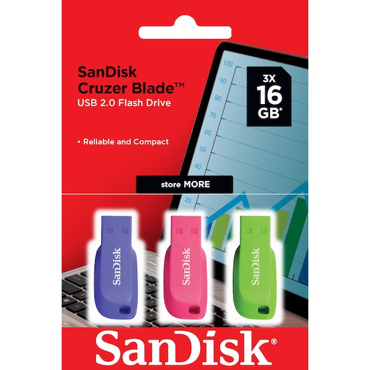 SanDisk Cruzer Blade USB 2.0 muistitikku 16 GB (3 kpl)