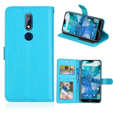 Lompakkokotelo 3-kortti Nokia 7.1 2018 (TA-1095)  - Vaaleansininen