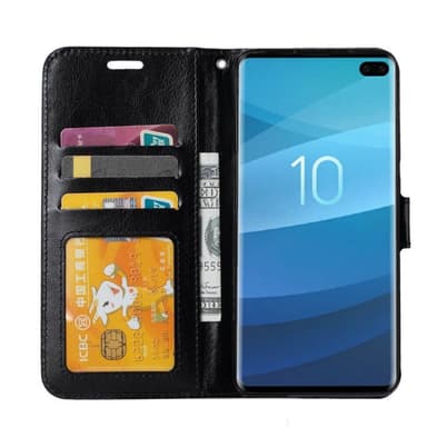 Lompakkokotelo 3-kortti Samsung Galaxy S10 Plus (SM-G975F)  - musta