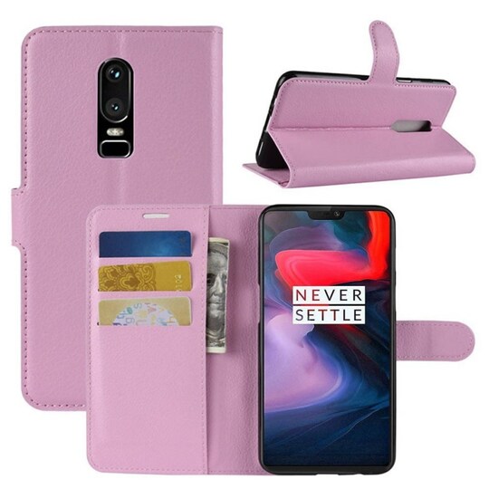 Lompakkokotelo 3-kortti OnePlus 6 (A6000)  - vaaleanpunainen