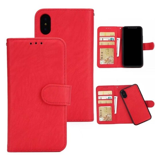 Lompakkokotelo Retro 2i1 Apple iPhone X / Xs  - punainen