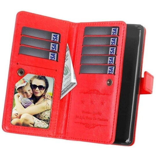 Lompakkotelo Flexi 9-kortti Huawei Mate 30 Lite (SPL-L29)  - punainen