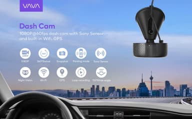 Vava 1080p Dash Cam Wifi- ja GPS-ohjauksella