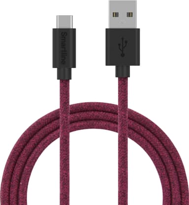 Smartline USB-A - USB-C kaapeli 2 m (punainen)