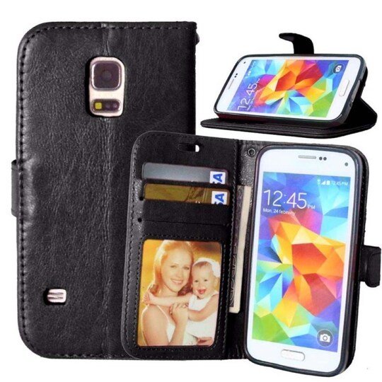 Lompakkokotelo 3-kortti Samsung Galaxy S5 Mini (SM-G800F)  - musta