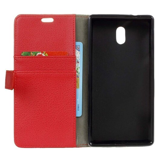 Lompakkokotelo 2-kortti Nokia 3 (TA-1032)  - punainen