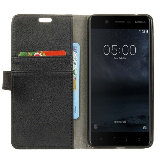 Lompakkokotelo 2-kortti Nokia 3 (TA-1032)  - musta