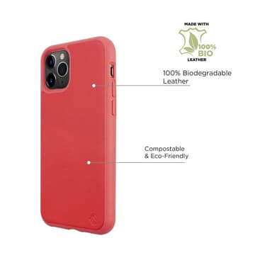 Ympäristöystävällinen Aitoa nahkaa iPhone 11 Pro Max Kotelo - Red