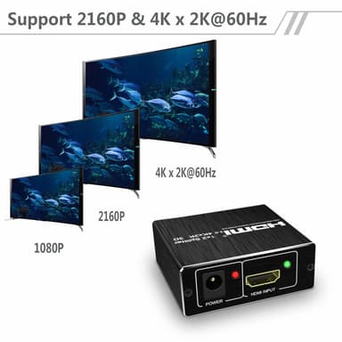 HDMI-jakaja 1x2 - HDMI 2.0 - 4Kx2K, 1080P, 3D, HDR