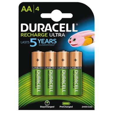 Duracell Recharge Ultra AA NiMH ladattavat paristot 4pk
