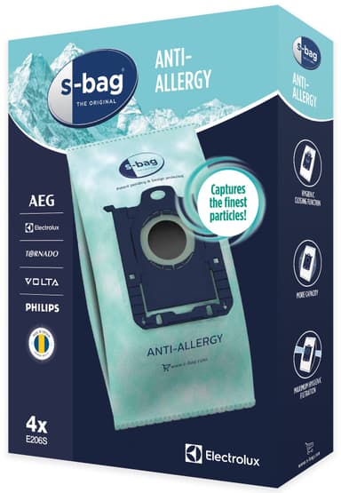S-bag Anti-Allergy pölypussit E206S (Electrolux/Philips)