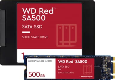 WD Red 2,5" 1 TB SATA SSD ja WD Red SA500 500 GB M.2 SATA SSD