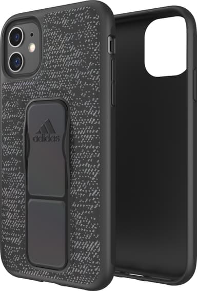 Adidas Sports iPhone 11 suojakuori jalustalla (musta)