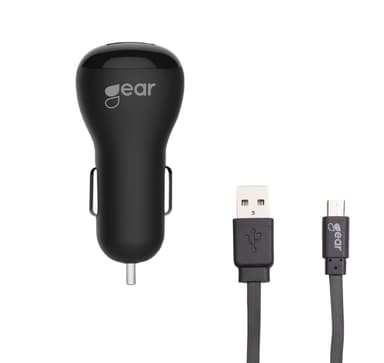 GEAR Laturi 12-24V 1xUSB 1A MicroUSB 1m, Musta