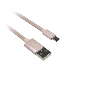 KIT Premium Synkronointijohto Mikro-USB 1m Punottu Kaapeli Roosa