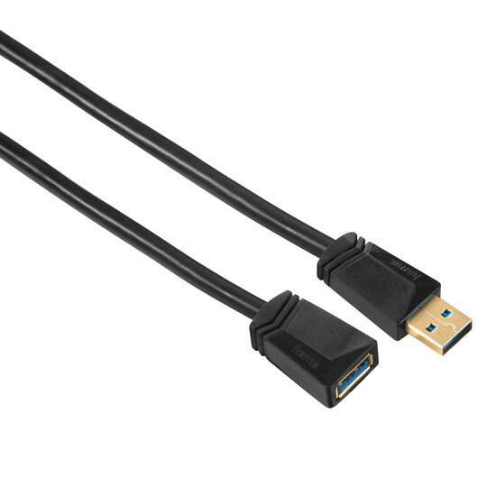 HAMA USB 3.0 Jatkojohto  1.8m Musta/Kulta