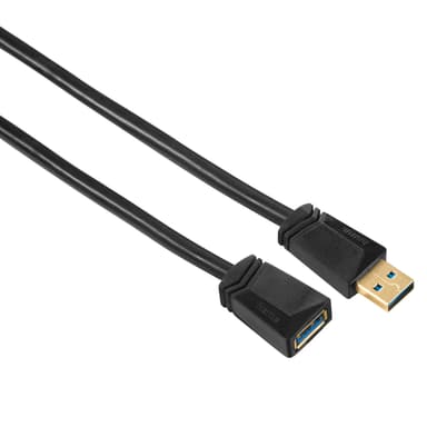 HAMA USB 3.0 Jatkojohto 1.8m Musta/Kulta