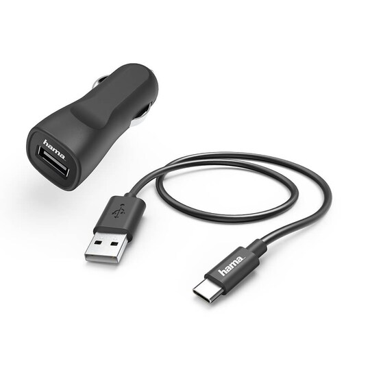HAMA Laturi 12V USB-C 2,4A Irrallinen Johto1m Musta