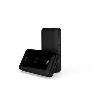 GEAR Powerbank 10 000mAh LiPolymer 5W-QI 3A 1xUSB-C 2xUSB-A 1xMicroUSB LEDindicator Musta