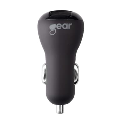 GEAR Laturi 12-24V 2xUSB 2,4A USB-C Johto 1m gen2 musta