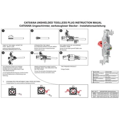 NORTH RJ45 Liitin Cat6 kaapelille 2kpl 8p8c Asennus ilma työkaluja