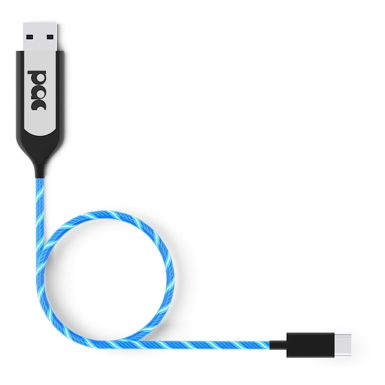PAC Latausjohto USB-C 1m Sininen LED-valo