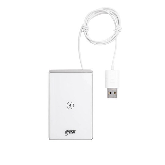 GEAR Langaton QI Laturi USB-johto 15W 5-9V/2A Valkoinen Ohut