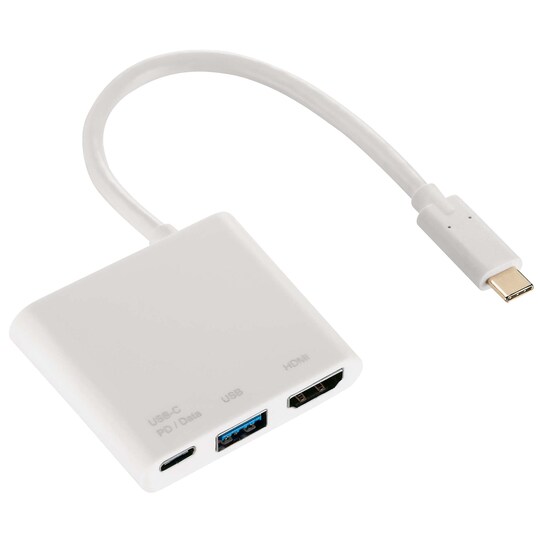 HAMA Sovitin USB-C-Multiport HDMI USB-A 3.1 USB-C (Data & Power) Kulta/Valkoinen