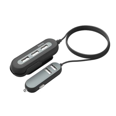 HAMA Laturi 12V 5xUSB 10A sis. jatkeen 3xUSB