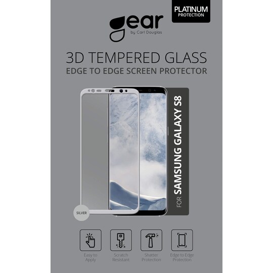 GEAR Panssarilasi 3D Full Cover Hopea Samsung S8