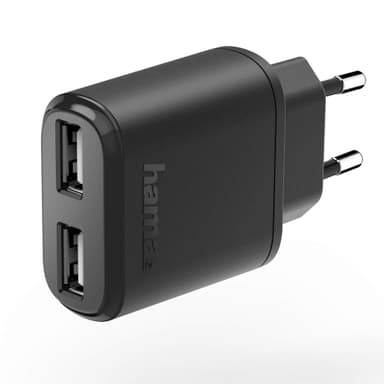 HAMA Laturi 220V 2xUSB 2.4A Black