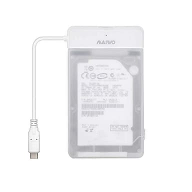 Maiwo K104G1 5 Gb/s USB3.1 Gen1–2,5” HDD/SSD SATA III -sovitin 10 cm:n USB C -kaapelilla, läpinäkyvä muovikaappi