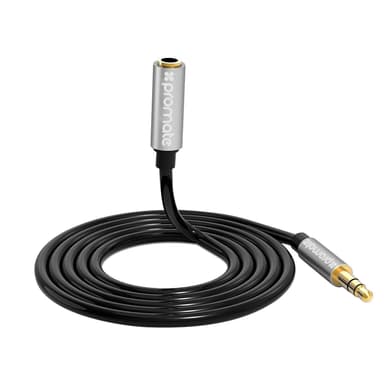 Promate AUXKIT yleismallinen stereoaudiokaapeli, stereo-Y- jakaja ja stereoaudiokaapelin jatkolaite 3-in-1-sarja, 1,2 m, musta