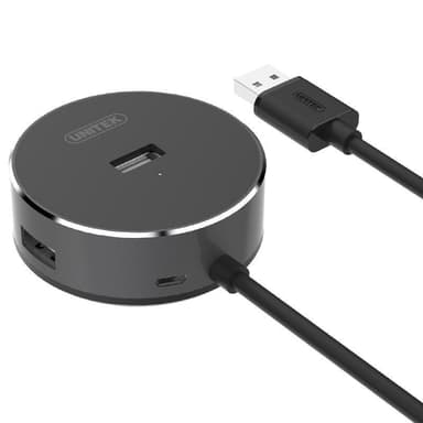 UNITEK Y-2179B, alumiinia, Hi Speed 4-porttinen keskitin, 480 Mb/s