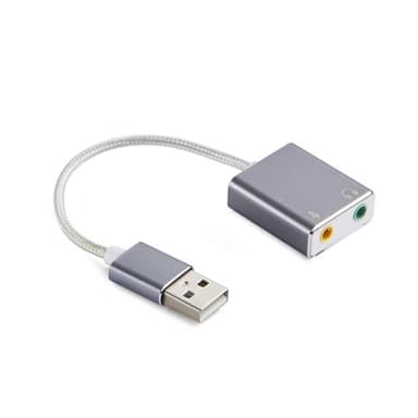 NÖRDIC USB-audiosovitin, Windows- ja Mac, 10 cm, alumiinia, harmaa