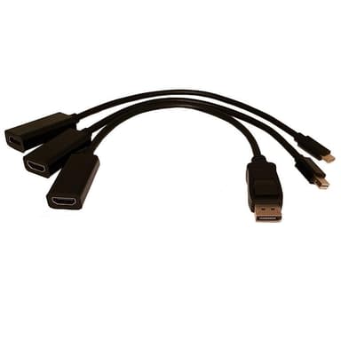NÖRDIC 3-in-1 HDMI-sovitin, 1x USBC–HDMI 4K 60 Hz, 1xDP–HDMI 4K 60 Hz, 1xMini DP–HDMI 4K 60 Hz, 15 cm, musta